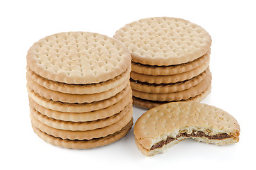 Image showing Sandwich biscuits with chocolate filling