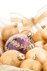 Image showing Golden christmas balls