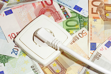 Image showing Power socket and Banknotes