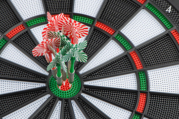 Image showing Dart board with darts