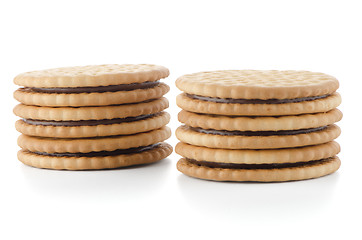 Image showing Sandwich biscuits with chocolate filling