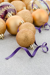 Image showing Golden christmas balls