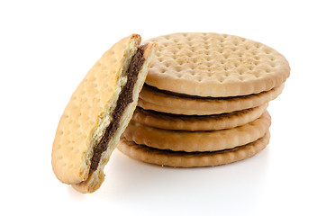 Image showing Sandwich biscuits with chocolate filling