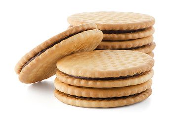 Image showing Sandwich biscuits with chocolate filling