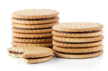 Image showing Sandwich biscuits with chocolate filling