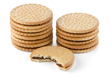 Image showing Sandwich biscuits with chocolate filling