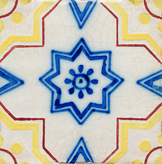 Image showing Traditional Portuguese glazed tiles