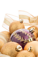 Image showing Golden christmas balls