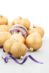 Image showing Golden christmas balls