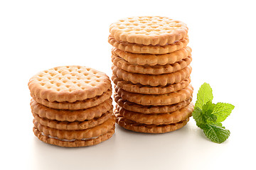 Image showing Sandwich biscuits with vanilla filling