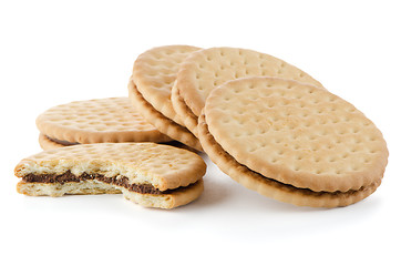 Image showing Sandwich biscuits with chocolate filling