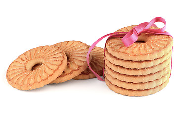 Image showing Festive wrapped rings biscuits