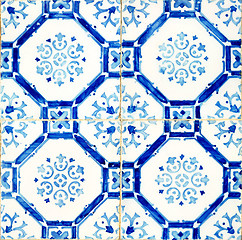 Image showing Traditional Portuguese glazed tiles