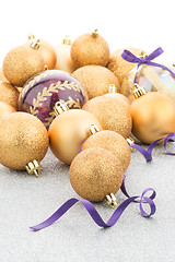 Image showing Golden christmas balls