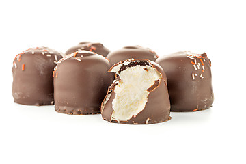 Image showing Chocolate coated marshmallows