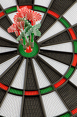 Image showing Dart board with darts