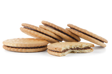 Image showing Sandwich biscuits with chocolate filling