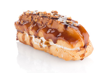 Image showing Eclair with caramel decoration
