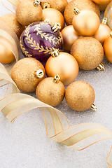 Image showing Golden christmas balls