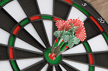 Image showing Dart board with darts