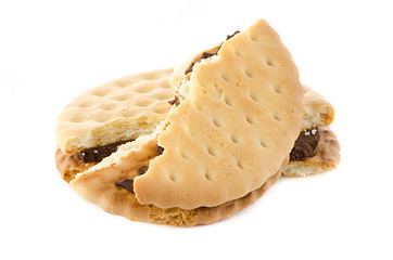 Image showing Sandwich biscuits with chocolate filling