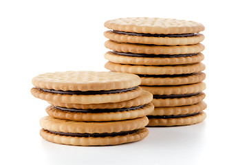 Image showing Sandwich biscuits with chocolate filling