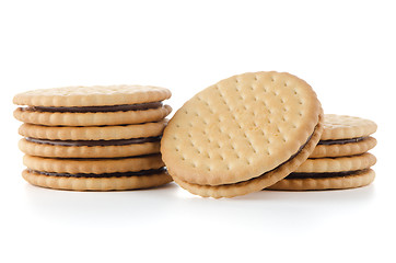 Image showing Sandwich biscuits with chocolate filling