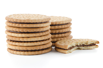 Image showing Sandwich biscuits with chocolate filling