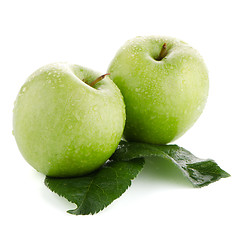 Image showing Two fresh green apples