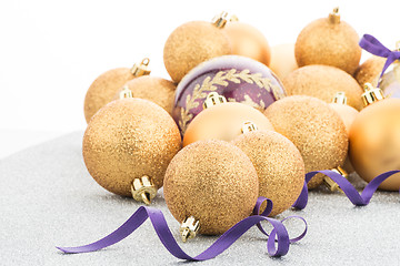 Image showing Golden christmas balls