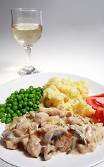 Image showing Tarragon chicken and wine