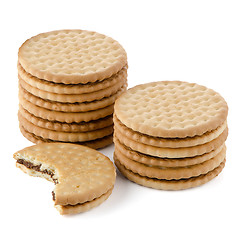 Image showing Sandwich biscuits with chocolate filling