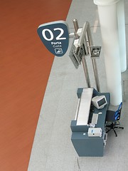 Image showing Airport gate - gate desk