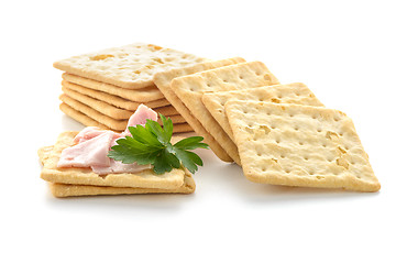 Image showing Crackers with Ham