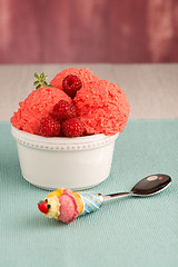 Image showing Red fruits ice cream