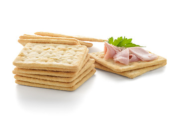 Image showing Crackers with Ham