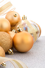 Image showing Golden christmas balls