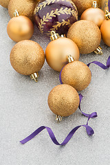 Image showing Golden christmas balls