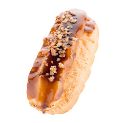 Image showing Eclair with caramel decoration