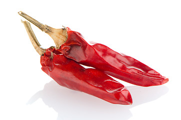 Image showing Two red hot chili pepper