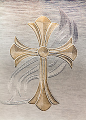 Image showing Cross  on metal  