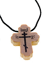 Image showing Orthodox wooden neck cross