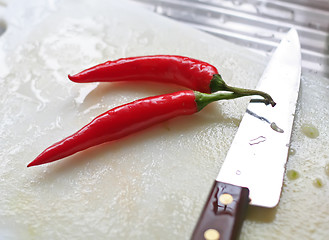 Image showing Fresh chillis kitchen