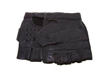 Image showing black leather gloves 