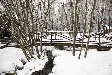 Image showing wooden bridge. winter  