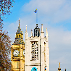 Image showing london big ben and historical old construction england  aged cit