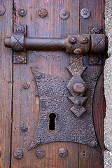 Image showing castle lock spain knocker lanzarote abstract door wood  