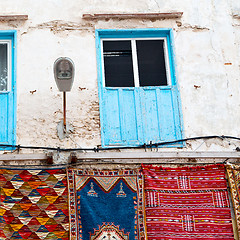 Image showing blue window in morocco africa old construction and brown wall re