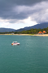 Image showing  blue lagoon  stone in thailand kho tao bay rain