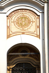 Image showing abstract  church door        column  the milano old      closed 